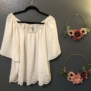 LOFT | white off the shoulder top with cutouts XL